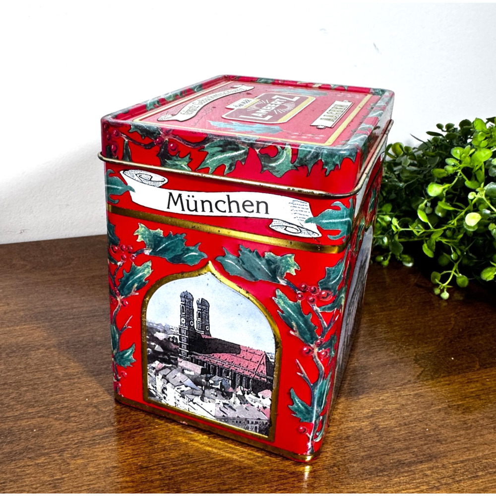 Vintage Lambertz German Cookie Tin Music Box 3.5x4.5 Christmas - Picture 3 of 8